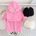 new trendy kids' fashionable baby spring/autumn letter & heart hooded long sleeve two-piece set - girls' spring outfit