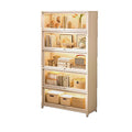 Steel bookcase with glass doors, kids' bookshelf, home living room storage cabinet, dustproof display cabinet, iron art shelf