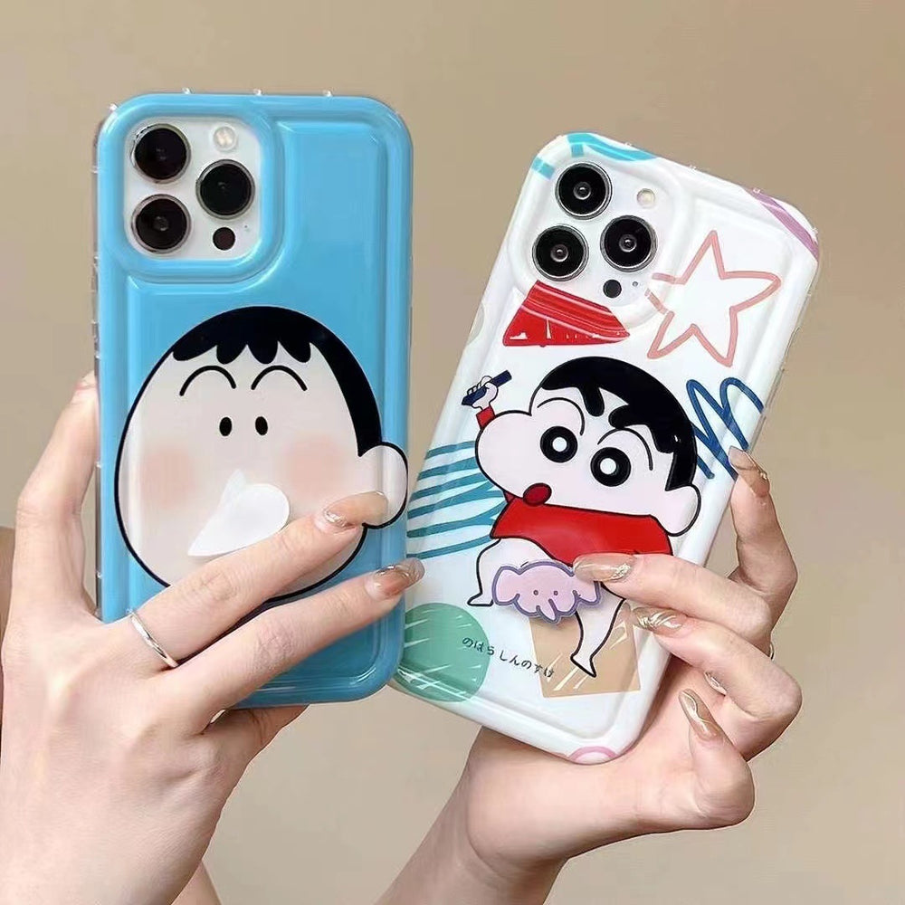 Photo frame airbag compatible with apple 16 pro, cartoon shin-chan soft case, iphone xr rotating snot phone protective cover