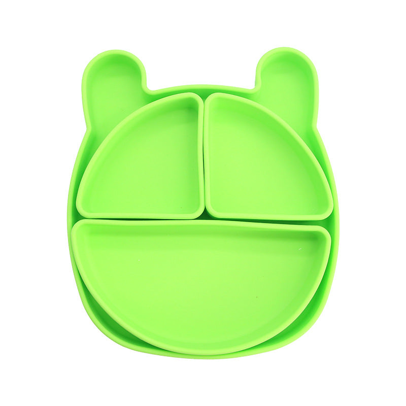 Children's silicone grid plate set cat rabbit bear cute wind portable tableware baby complementary food training bowl set