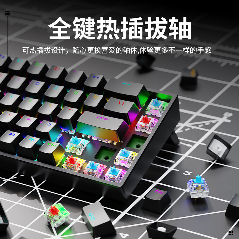 Ak68 mechanical keyboard - cherry mx red/blue switches, wired, mini portable rgb backlit keyboard for desktop