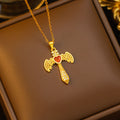 popular titanium steel wings cross necklace classyaccessible luxury pendant niche style design new arrivalsweater chain jewelry