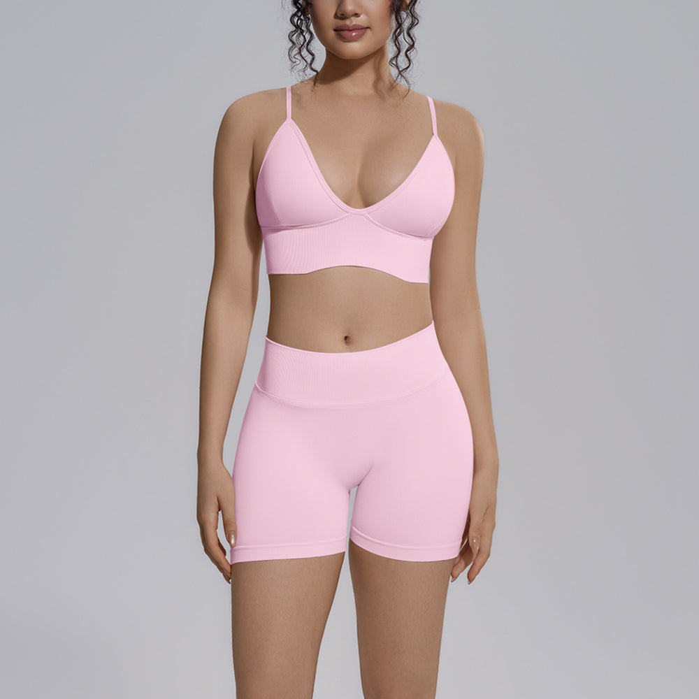 Camisole backless sports bra seamless yoga set quick-dry tight butt-lifting shorts outfit quick-dry running fitness apparel