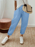 women's clothing  pure color drawstring loosecasualstraight-leg pants workwear pants elegantwork clothing