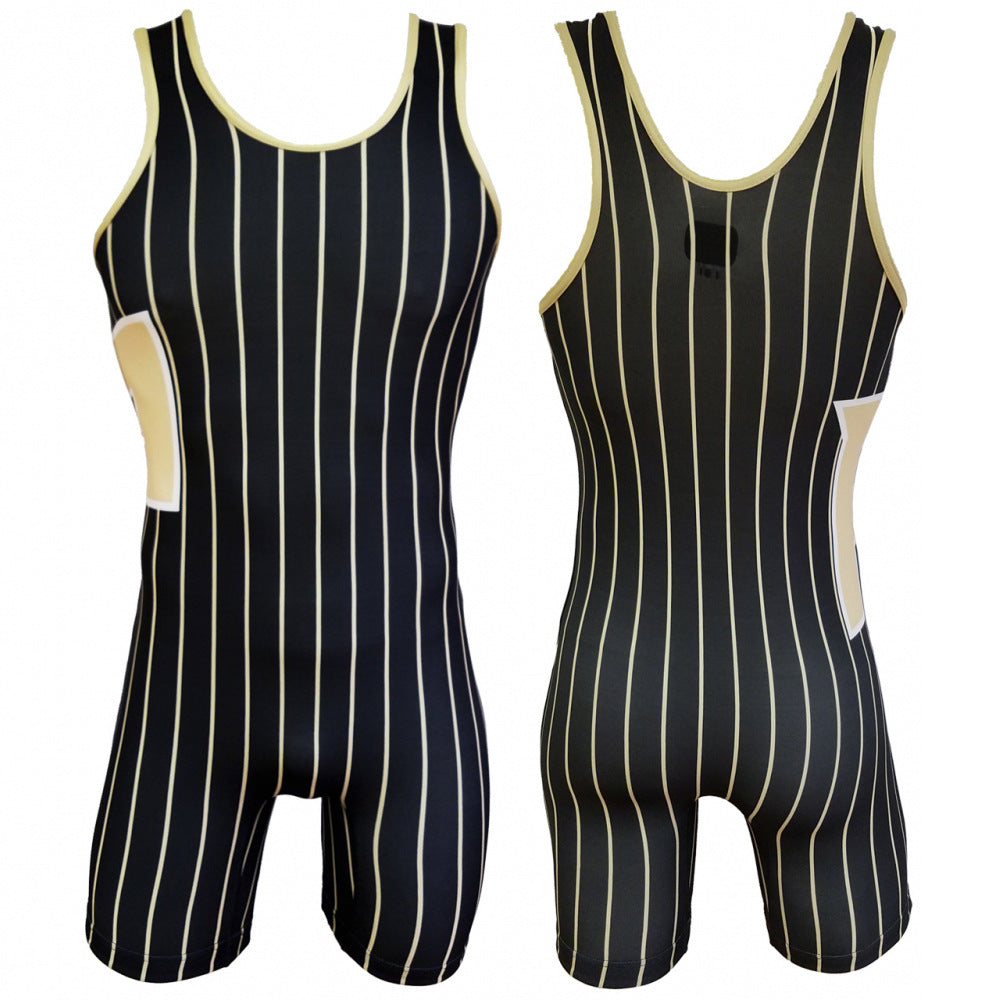 Sublimation full body print men's one-piece wrestling suit custom match weightlifting suit men's and women's free wrestling one-piece vest