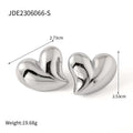 Heart-shaped stainless steel titanium steel plated 18k gold heart-shaped peach heart texture liquid love earrings earrings earrings earrings