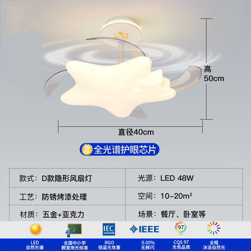 [Strict Selection] Ceiling Fan Light Cream Wind New Room Fan Light Simple Modern Bubble Dining Table Chandelier