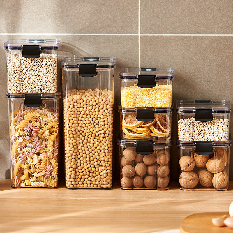 Kitchen snap-seal jars, household food-grade storage containers, transparent medicinal herb plastic airtight boxes, spice storage boxes