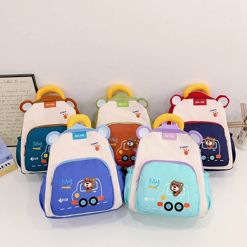 New kindergarten schoolbag cute digging bear schoolbag cartoon schoolbag boy baby simple and lightweight backpack wholesale
