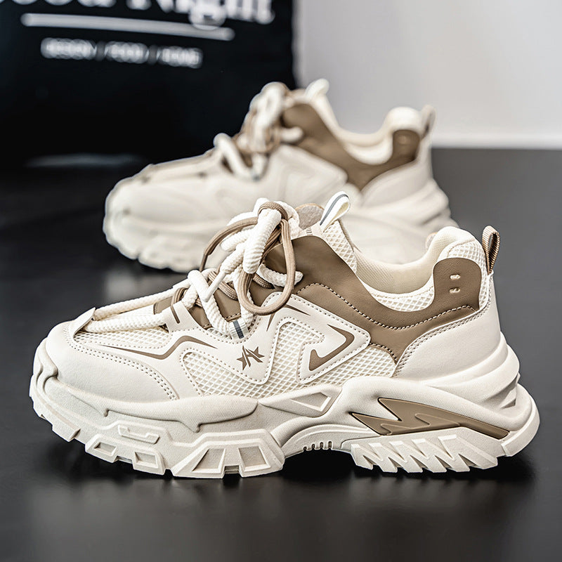 Spring new thick-soled height-increasing athletic dad shoes, versatile trendy sneakers, 2026 youth casual mesh breathable men's shoes