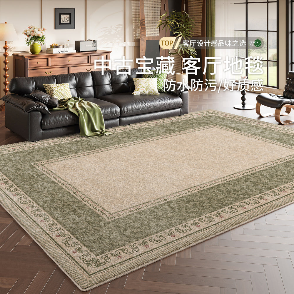 Green carpet living room retro style sofa coffee table floor mat waterproof and anti-fouling bedroom large area full bedside blanket