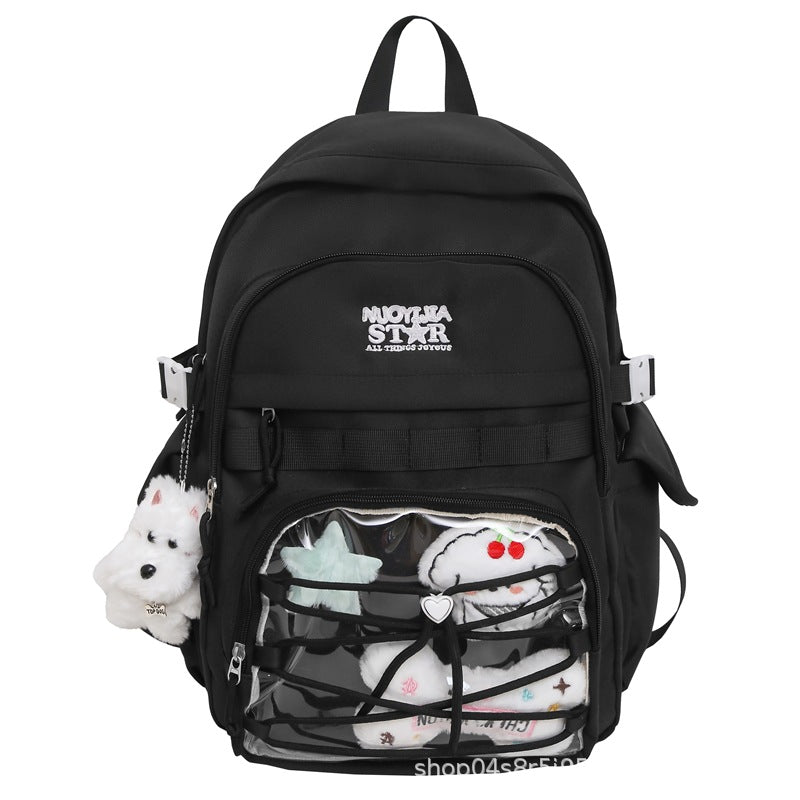 Simple rope star backpack large capacity high school junior high school college student schoolbag female Korean version casual computer backpack