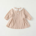 Girls' autumn dresses  new style chic baby lace collar bow princess dress spring and autumn