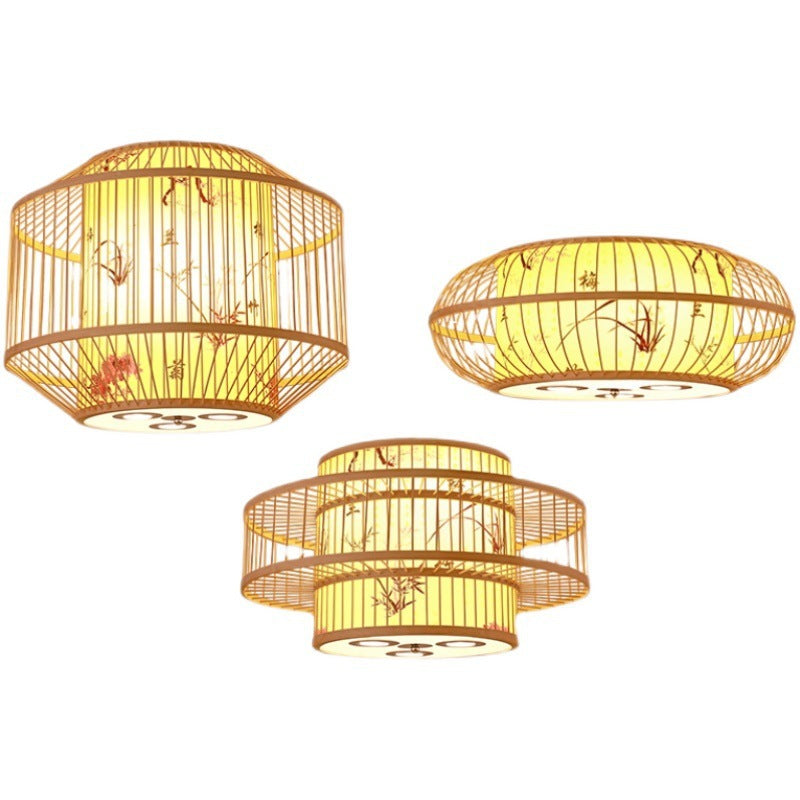 Bamboo Lantern Chandelier Chinese Hotel Engineering Lobby Restaurant Hot Pot Restaurant Hotel Box Bamboo Art Restaurant Lighting