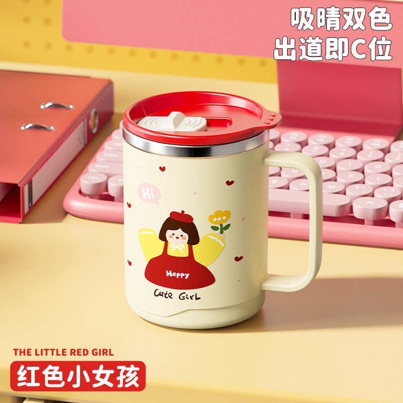 304 stainless steel coffee cup, high-looking double-layer anti-scalding family mug, creative water cup gift