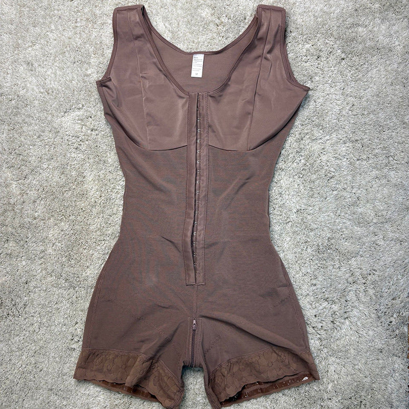 vest shapewear three-breasted women's jumpsuit zipper open pants shapewear all-in-one enhanced corset