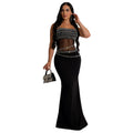 C6989 cross-border   independent station fashionable women's hot diamond mesh dress long skirt new