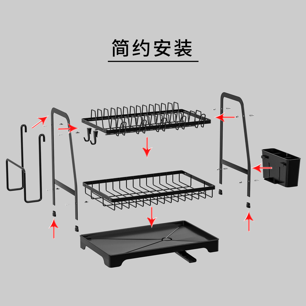 Cross-border multi-functional dishes drain rack kitchen water cup dish storage rack countertop double-layer tableware storage box cupboard