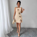 fashionexport women's clothing  summerfashionnew arrival sleeveless bows slitdresselegant