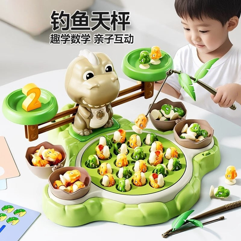 Children's day competitive electric dinosaur rotating fishing game educational balance board early education tabletop toy gift for boys and girls