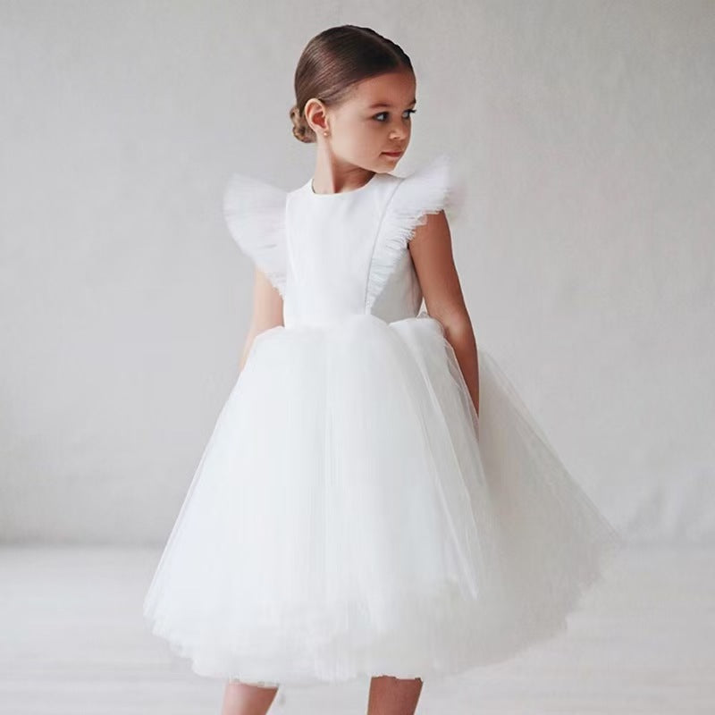 Children's formal dress princess gown flower girl wedding tulle tutu dress girl's birthday dress high-end light luxury niche style