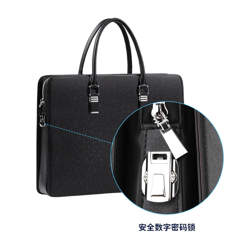 New handbag men's leather anti-theft combination lock men's computer briefcase multi-functional cowhide business men's bag
