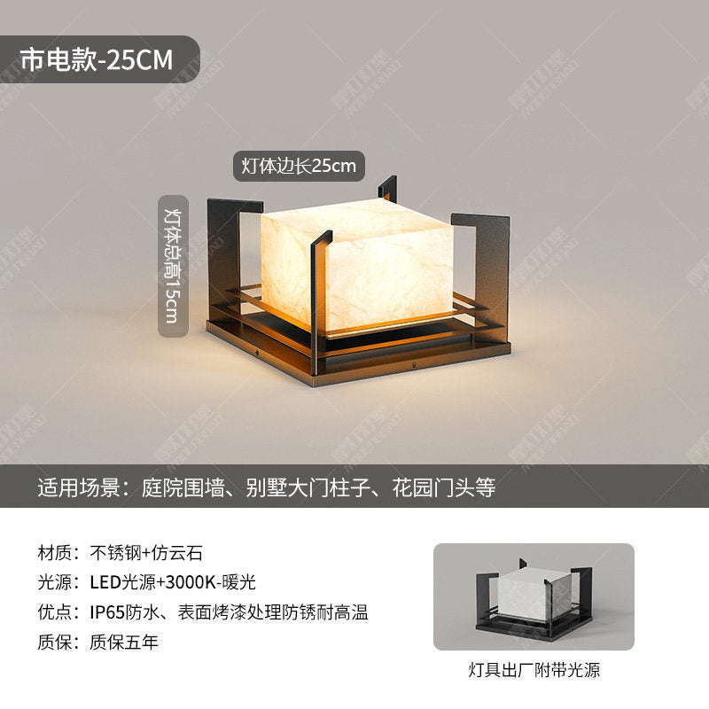 Solar powered pillar lights for villas, entryway doors, premium marble waterproof column lights, diy home construction wall post lights