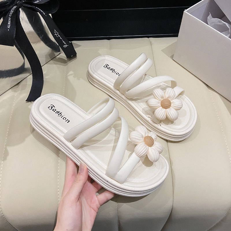 Women's summer slippers 2024 new fashion platform chunky sole "stomp-proof" height increasing trendy beach sandals