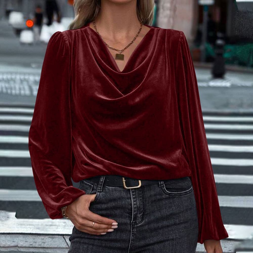 autumn/winter new arrivals: cross-border women's fashion - european & american style korean fleece turtleneck long sleeve top for women