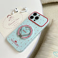 Color block vertical stripe little red star heart stand compatible with apple 17 pro max phone case sweet girl full coverage 16 protective cover