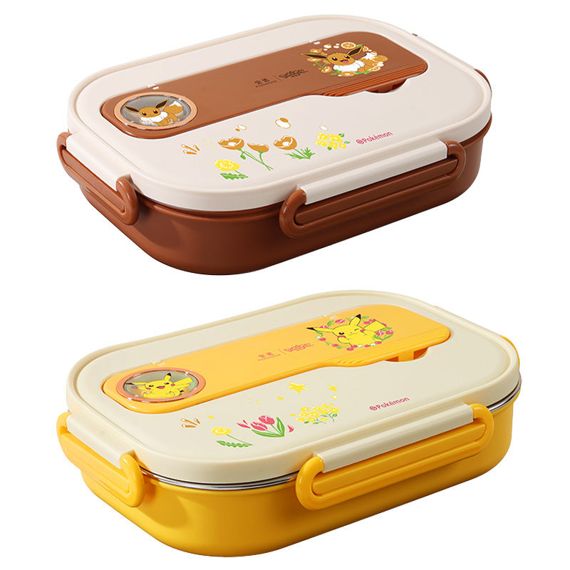 Pokémon 304 stainless steel student lunch box, divided bento box, large capacity meal box for office workers, portable cutlery set