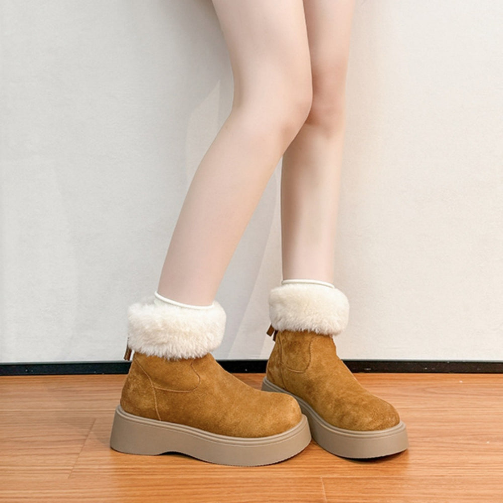 Retro suede thick soleboots women's 2025winternew arrivalfleece-linedheattech snow boots birkenstock shoes cotton shoes short boots