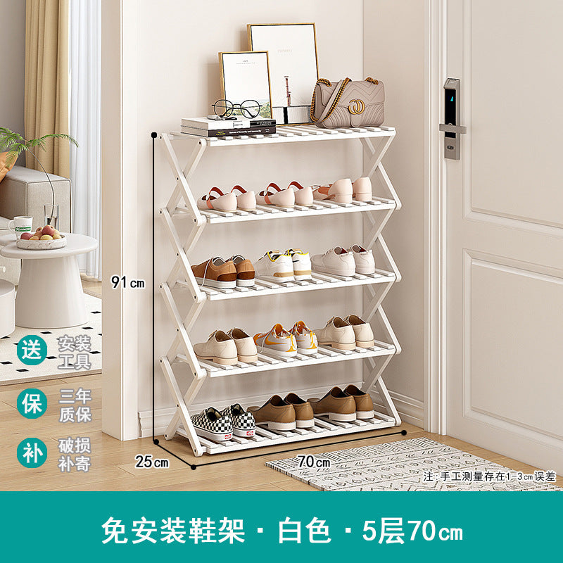 Shoe rack simple door for home multi-layer storage space-saving corner small dust-proof narrow shoe cabinet free of installation