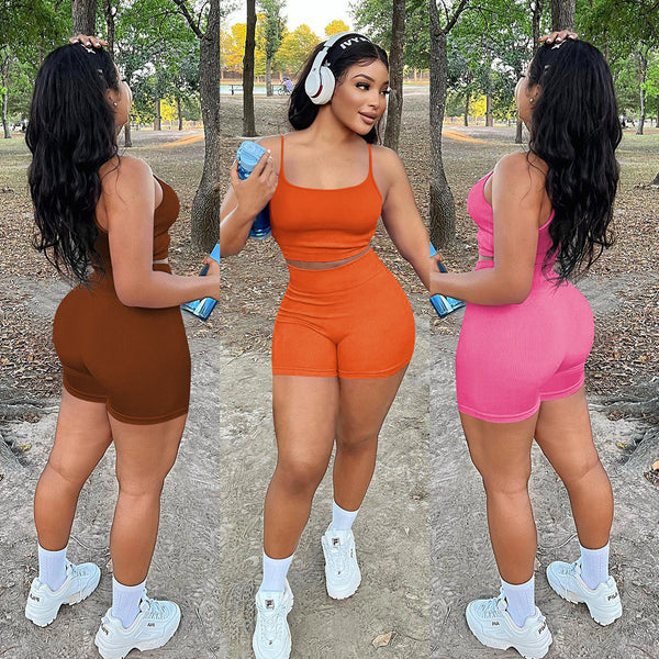 YD8699-B2 special products are non-refundable and non-exchangeable, European and American women's clothing fashion casual waist sling two-piece set