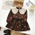 Girls' spring/autumn new set: floral embroidered peter pan collar sweet long-sleeve top and skirt two-piece outfit - cross-border children's clothing