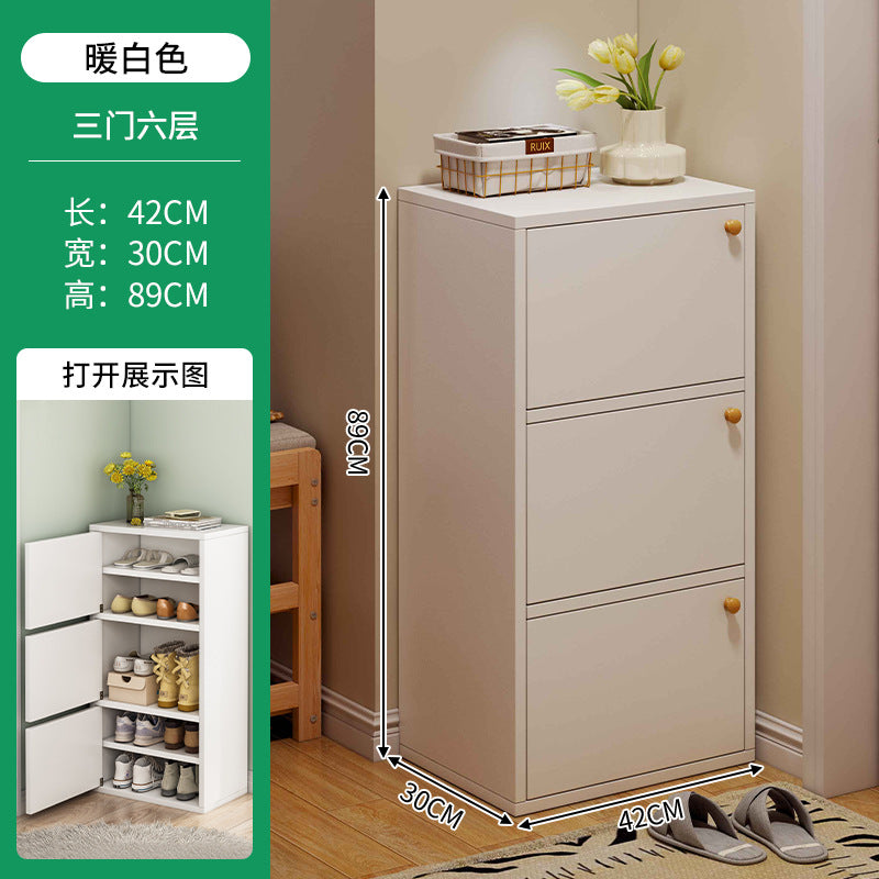 Shoe cabinet narrow and high vertical door household multi-layer storage integrated against the wall 2025 new home entrance indoor shoe rack