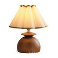 Medieval style pleated fabric double-layer log spherical base warm light table lamp b&b guest room bedroom tea room wabi-sabi style