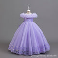 Wholesale european and american style girls' formal dresses for export, suitable for mid-to-large children, direct from manufacturers. cross-border princess dresses, custom flower girl dresses, long dresses wholesale
