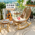 Rocking chair recliner rattan for home balcony rattan chair outdoor courtyard terrace lunch break lazy chair adult casual rocking chair
