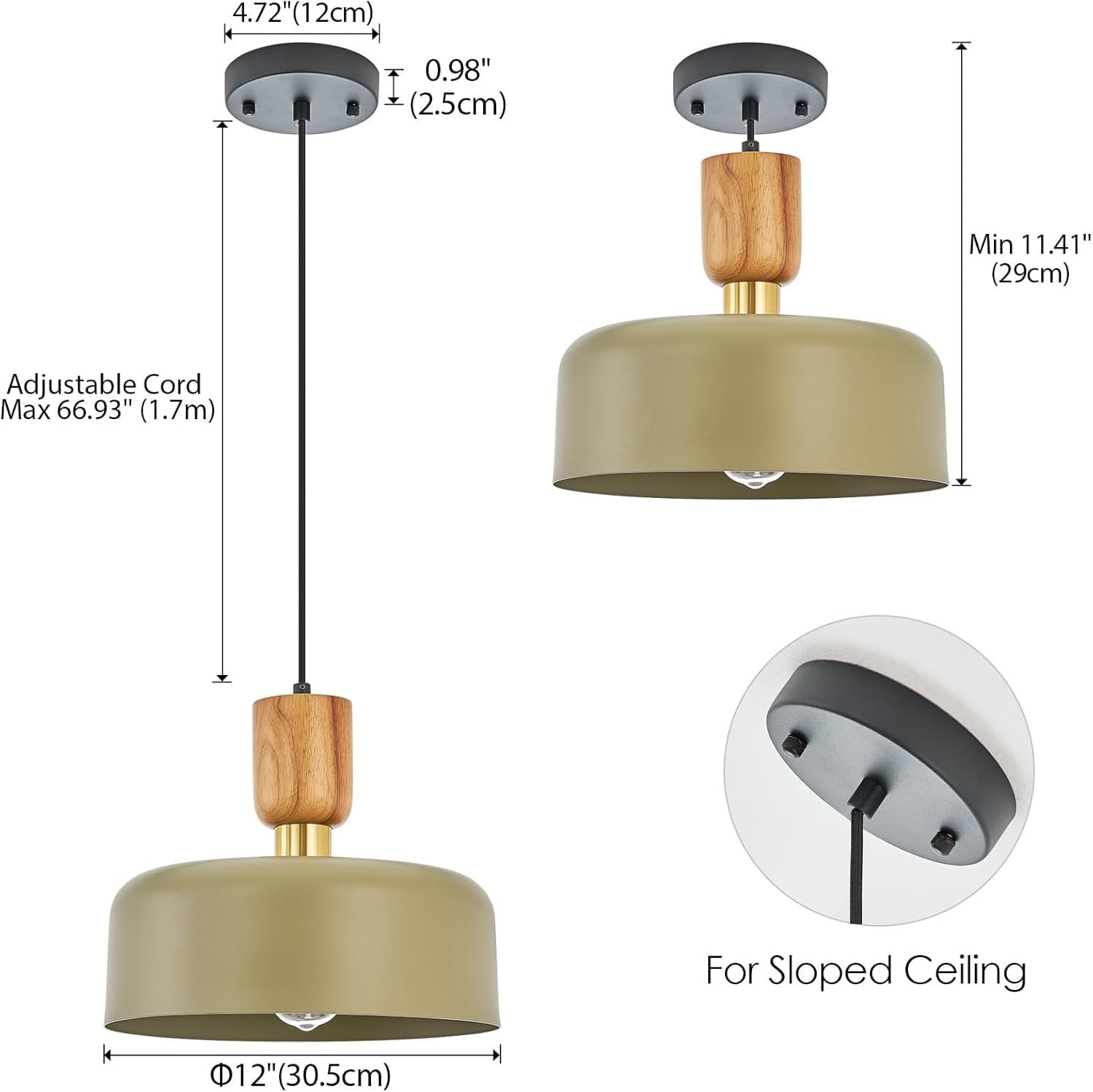 Modern chandelier wood and brass trim adjustable metal chandelier fixture for kitchen dining bar