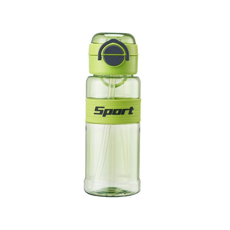 Summer large-capacity sports water bottle handle casual water cup men's and women's plastic cup straw cup bouncing lid space cup