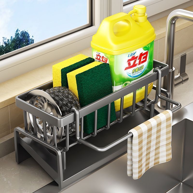 Kitchen drain rack sink dishes chopsticks storage rack pool thickened punch-free water filter basket multi-functional rag rack