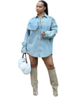 European and american cross-border women's denim jacket,  foreign trade women's clothing, loose fit patchwork design, long sleeve jacket top