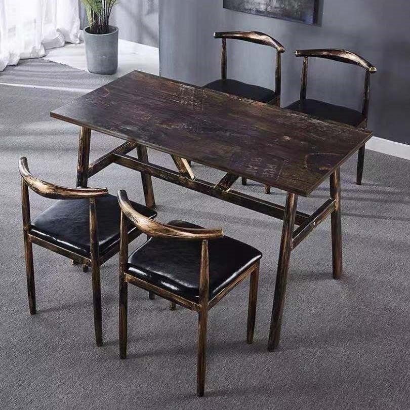 Economical dining table, restaurant stool, hot pot restaurant back chair, fast food table, chair, table and chair suit combination horn chair