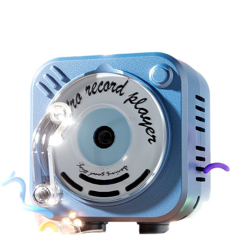 Mini rotating light-up cd player keychain speaker - handheld megaphone for creative and fun keychains