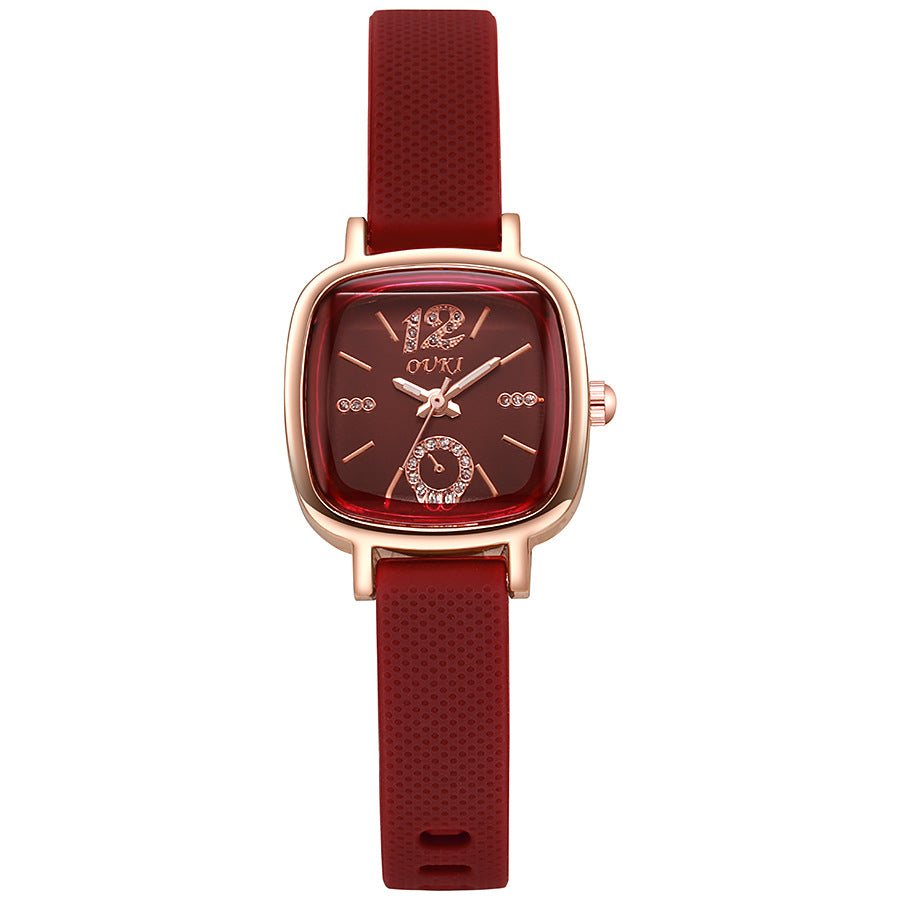 Ouki new tiktok cross-border high-value in-stock square watch silicone strap student watch women's watch wholesale