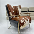 Casual chair first layer cowhide tea room owner chair medieval style oil wax leather single chair accessible luxuryretro double sofa chair