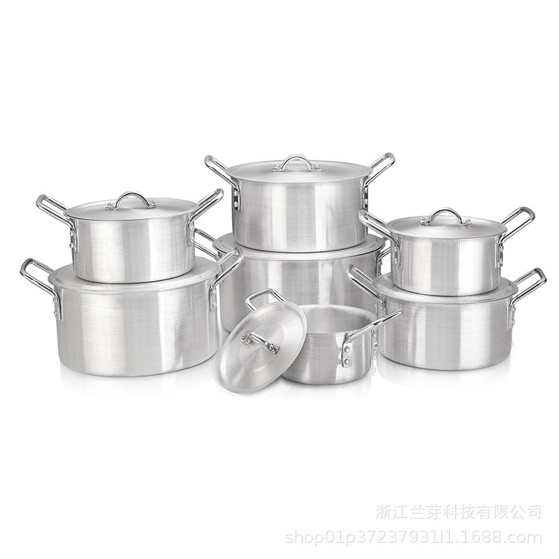 Ready-to-ship 7-piece sandblasted aluminum cookware set - direct from african manufacturer - wholesale aluminum sandblasted pots & frying pans