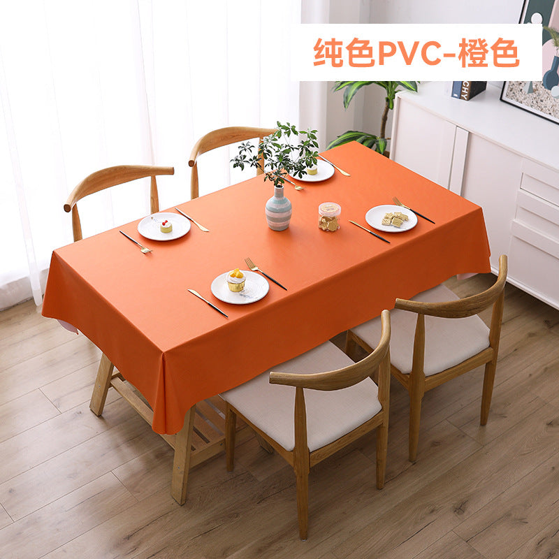 Solid color dining table tablecloth waterproof and oil-proof modern simple PVC tablecloth, leave-in coffee table table countertop cover wholesale