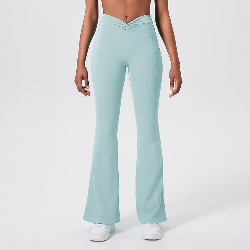 Dopamine-boosting slimming & skin-friendly activewear: high-waisted, butt-lifting, stretchy peach-lift wide-leg yoga pants with a premium feel